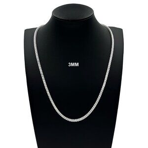 Real 925 SOLID Sterling Silver 3mm Franco Link Chain Necklace 24" inch